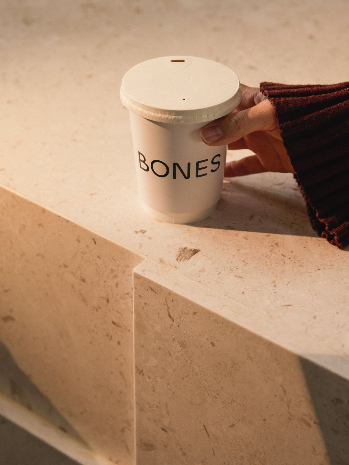 The stone counter at Bones Cafe