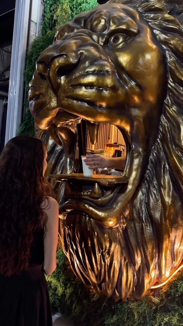 Espresso served from the lion’s mouth